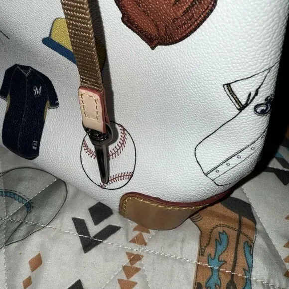 Dooney & Bourke White Sports Baseball Print Crossbody Bag - Picture 7 of 9